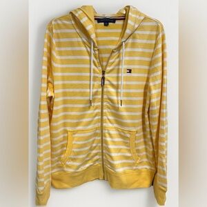 Tommy Hilfiger Nautical Look Full Zip Hooded Sweatshirt Jacket Womens XL Striped